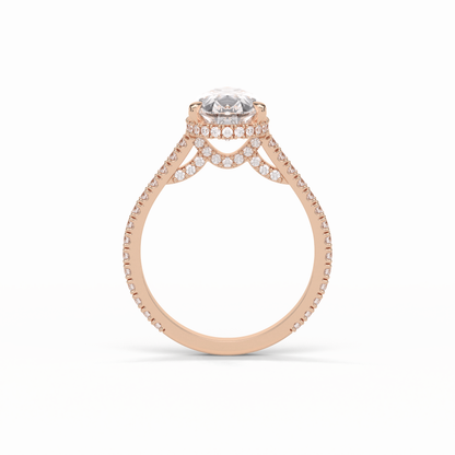 Pear Pave & Hidden Halo Lab Grown Diamond Engagement Ring