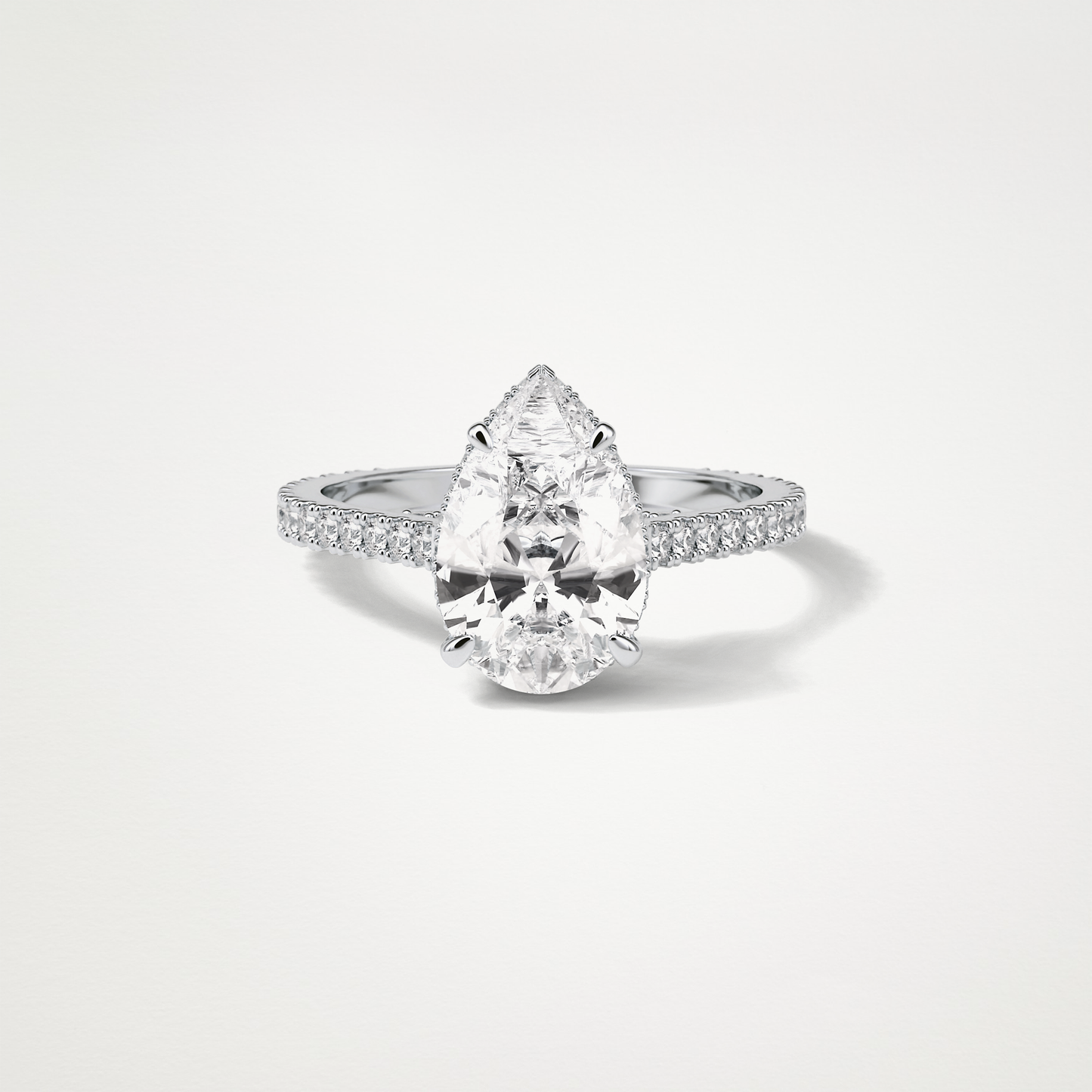 Pear Pave & Hidden Halo Lab Grown Diamond Engagement Ring