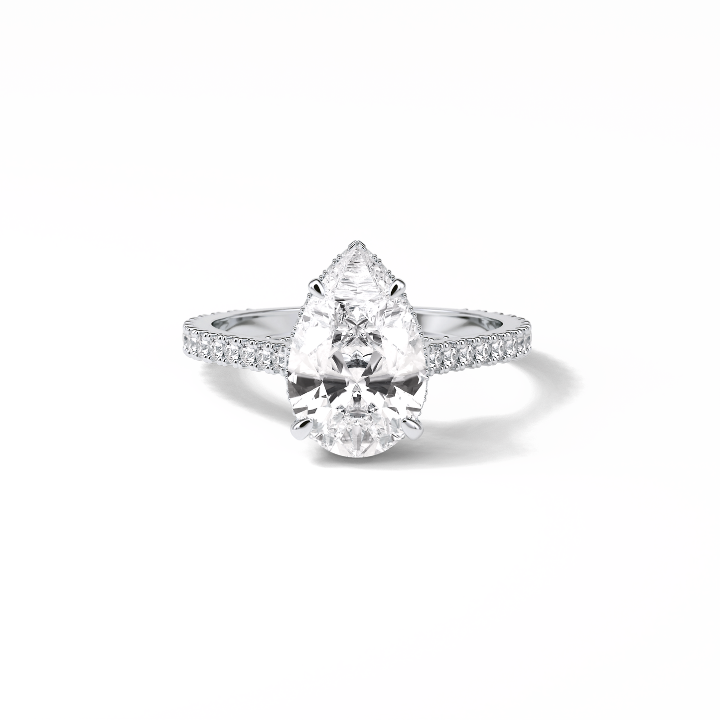 Pear Pave & Hidden Halo Lab Grown Diamond Engagement Ring