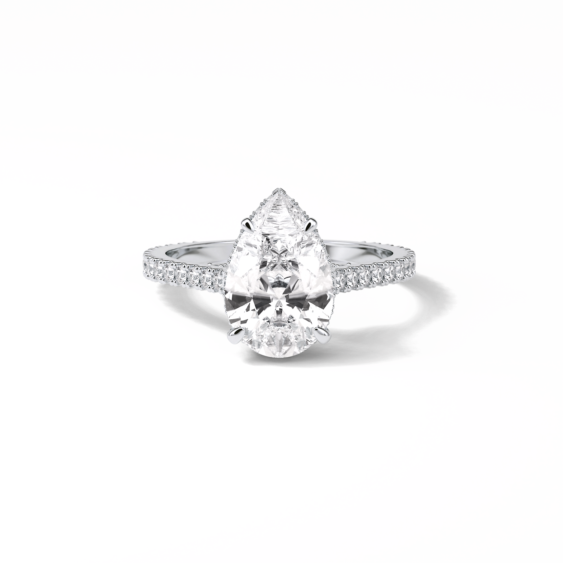 Pear Pave & Hidden Halo Lab Grown Diamond Engagement Ring