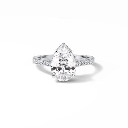 Pear Pave & Hidden Halo Lab Grown Diamond Engagement Ring