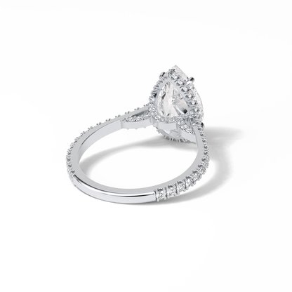 Pear Pave & Hidden Halo Lab Grown Diamond Engagement Ring