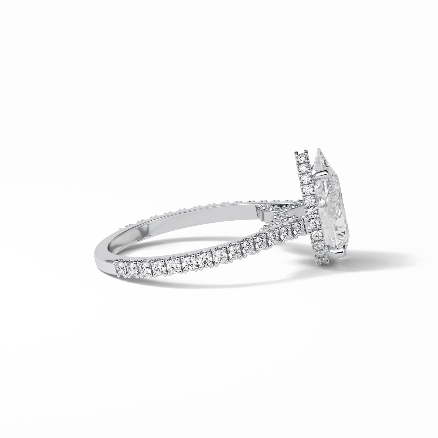 Pear Pave & Hidden Halo Lab Grown Diamond Engagement Ring