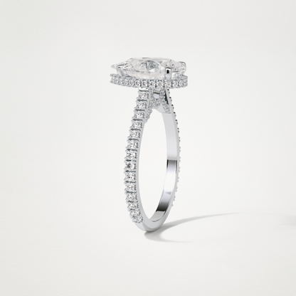 Pear Pave & Hidden Halo Lab Grown Diamond Engagement Ring