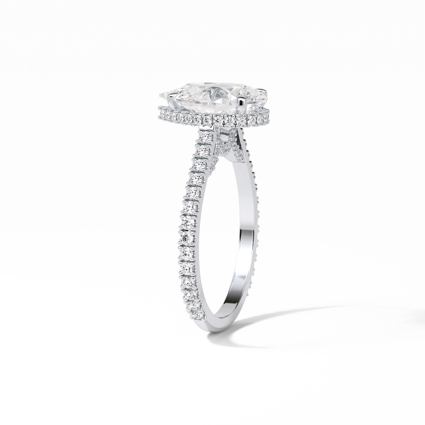 Pear Pave & Hidden Halo Lab Grown Diamond Engagement Ring