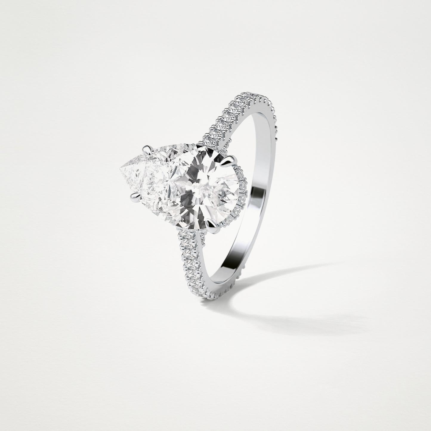 Pear Pave & Hidden Halo Lab Grown Diamond Engagement Ring