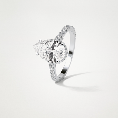 Pear Pave & Hidden Halo Lab Grown Diamond Engagement Ring