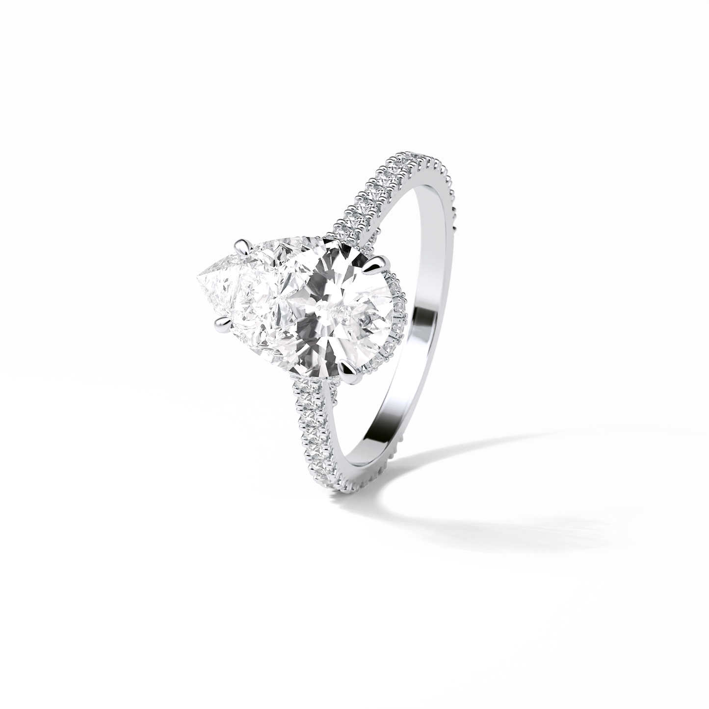 Pear Pave & Hidden Halo Lab Grown Diamond Engagement Ring