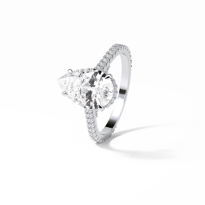 Pear Pave & Hidden Halo Lab Grown Diamond Engagement Ring