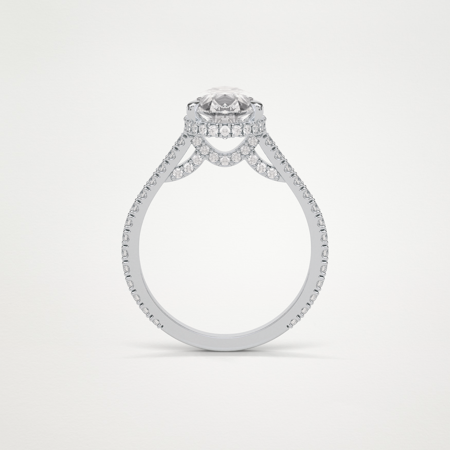 Pear Pave & Hidden Halo Lab Grown Diamond Engagement Ring