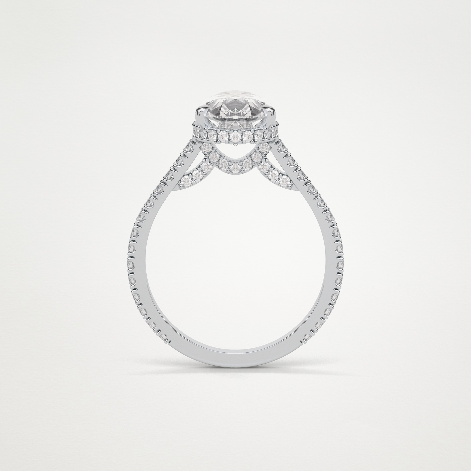 Pear Pave & Hidden Halo Lab Grown Diamond Engagement Ring