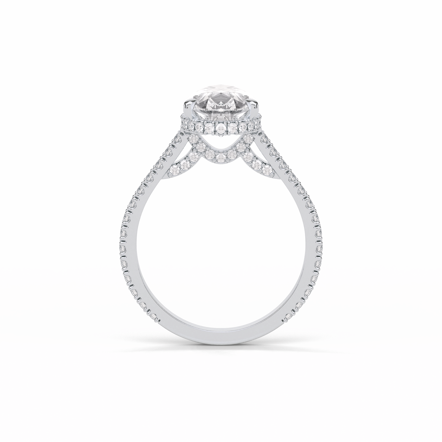 Pear Pave & Hidden Halo Lab Grown Diamond Engagement Ring