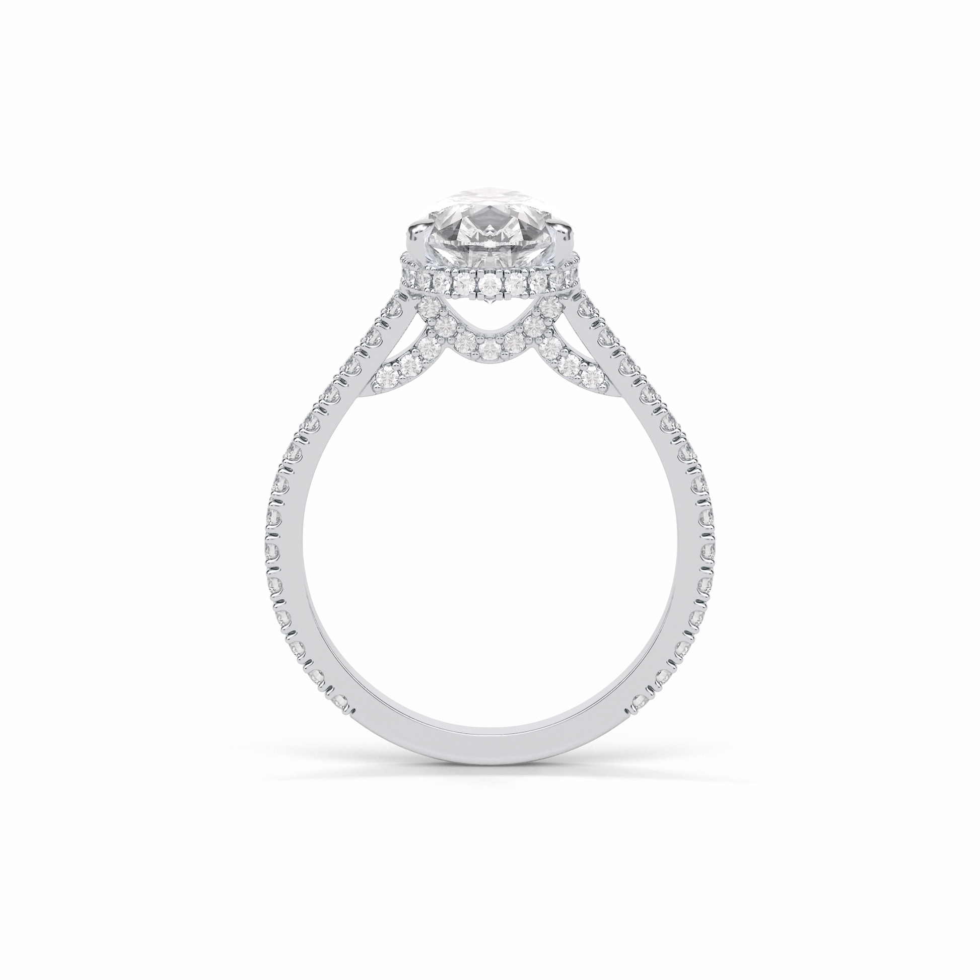Pear Pave & Hidden Halo Lab Grown Diamond Engagement Ring