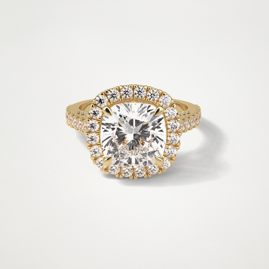 Cushion Pave & Hidden Halo Lab Grown Diamond Engagement Ring