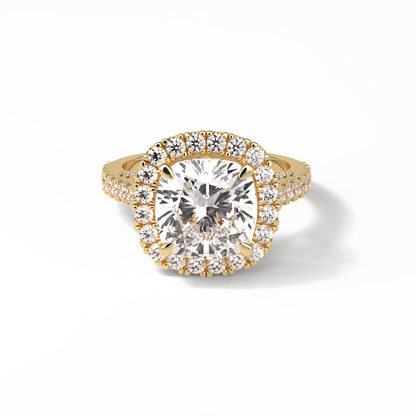 Cushion Pave & Hidden Halo Lab Grown Diamond Engagement Ring