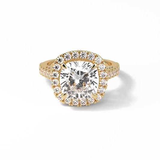Cushion Pave & Hidden Halo Lab Grown Diamond Engagement Ring