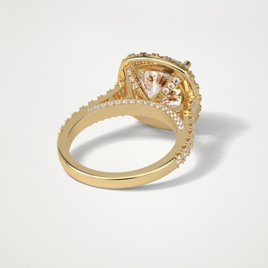 Cushion Pave & Hidden Halo Lab Grown Diamond Engagement Ring