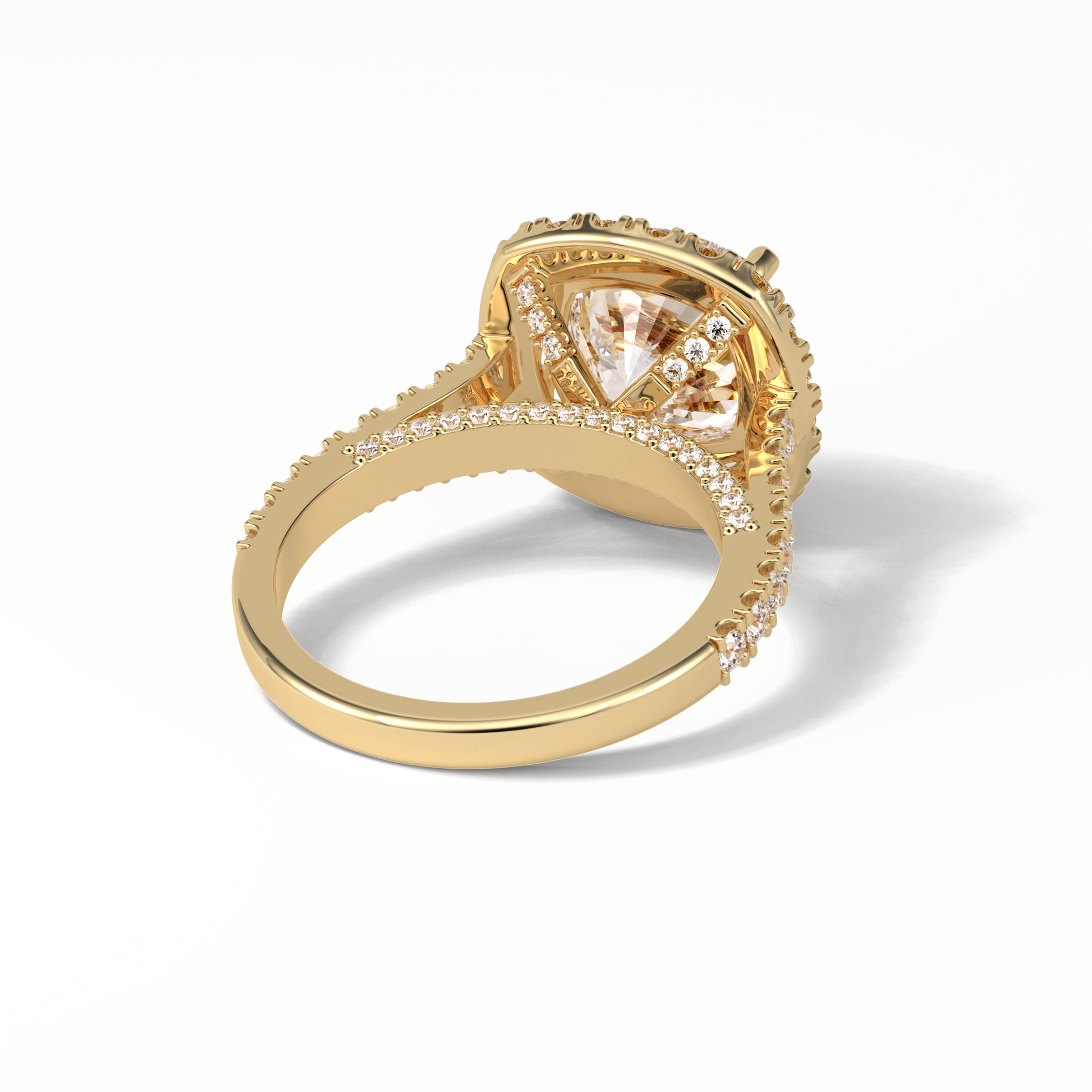Cushion Pave & Hidden Halo Lab Grown Diamond Engagement Ring