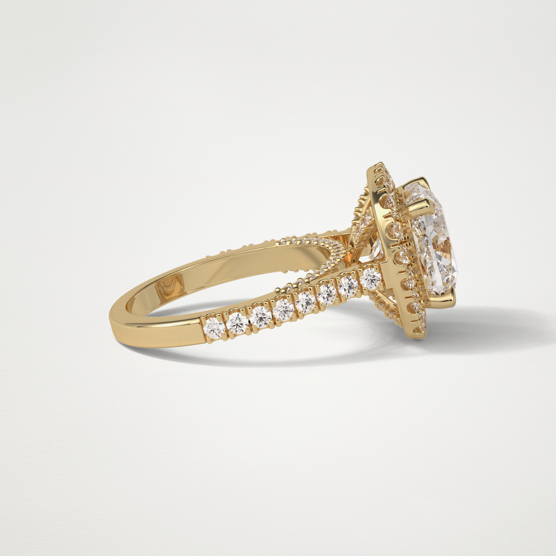 Cushion Pave & Hidden Halo Lab Grown Diamond Engagement Ring