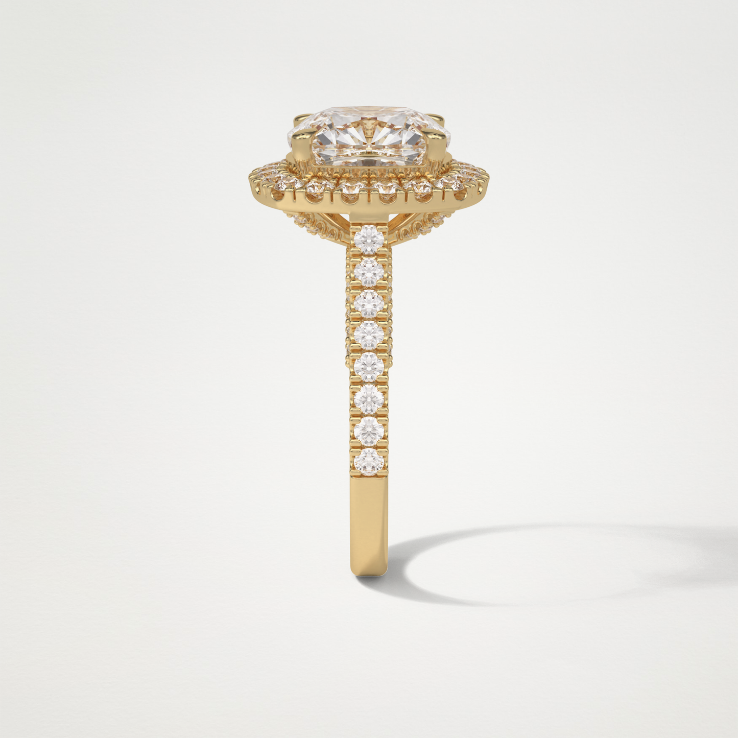 Cushion Pave & Hidden Halo Lab Grown Diamond Engagement Ring