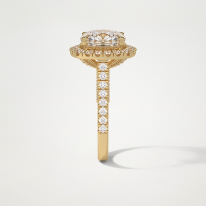 Cushion Pave & Hidden Halo Lab Grown Diamond Engagement Ring