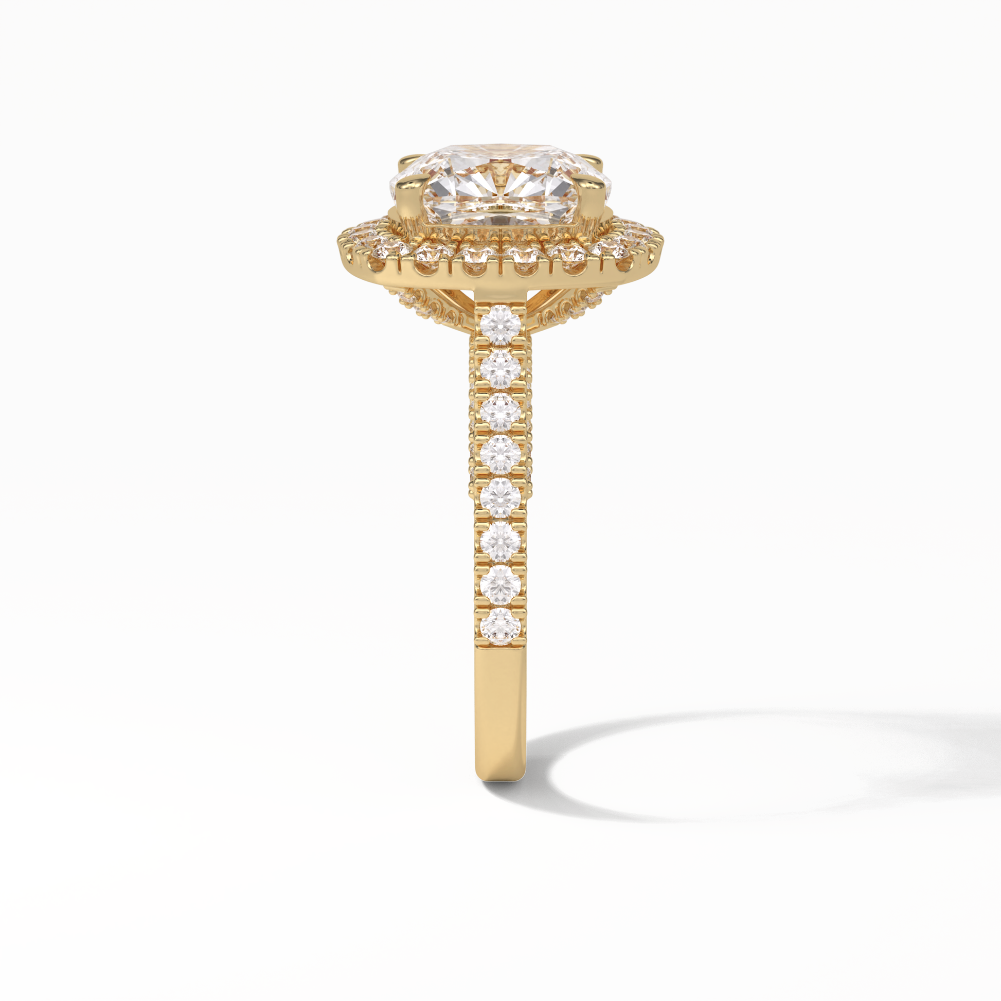 Cushion Pave & Hidden Halo Lab Grown Diamond Engagement Ring