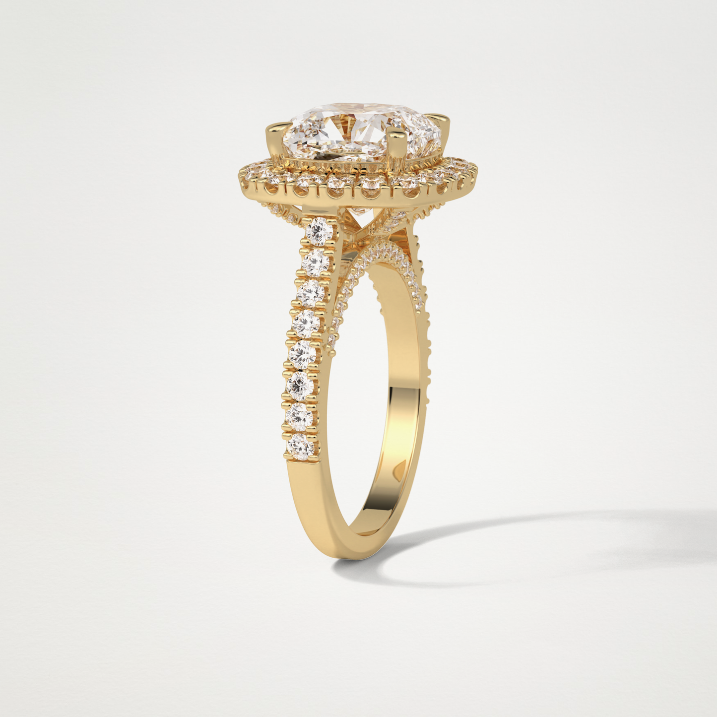 Cushion Pave & Hidden Halo Lab Grown Diamond Engagement Ring