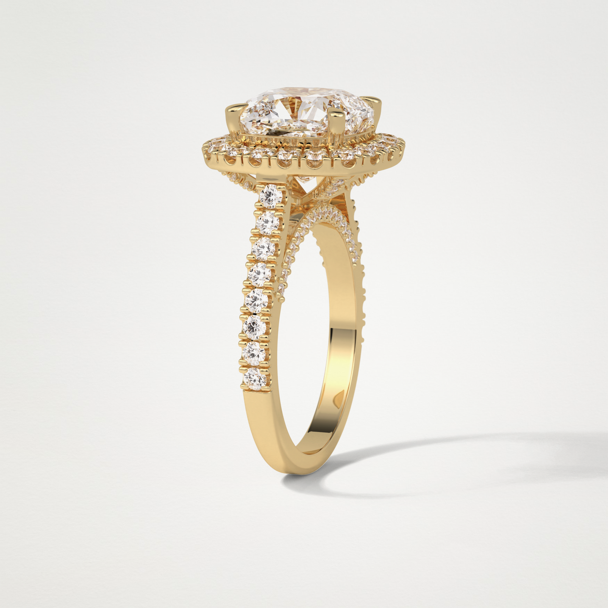 Cushion Pave & Hidden Halo Lab Grown Diamond Engagement Ring
