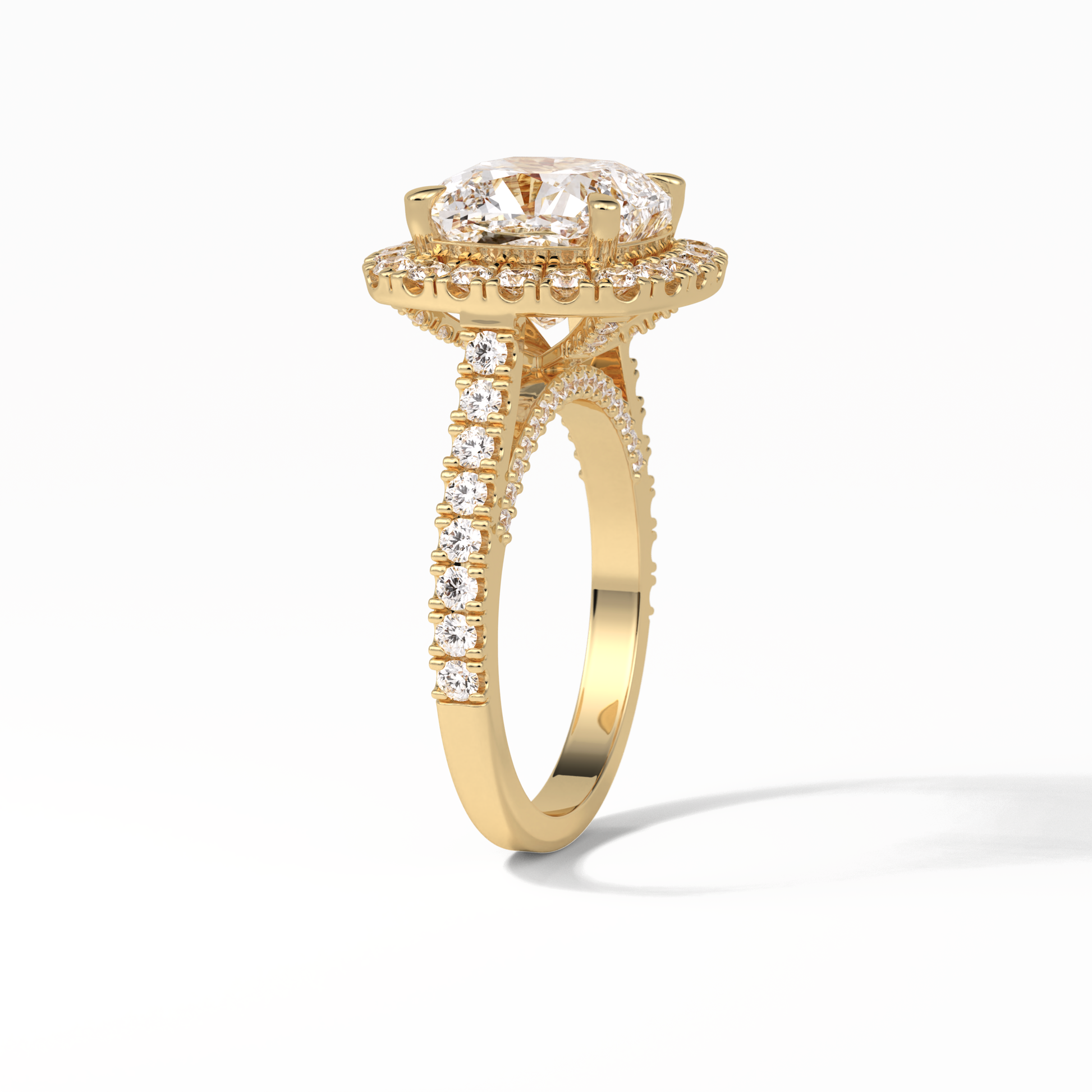 Cushion Pave & Hidden Halo Lab Grown Diamond Engagement Ring
