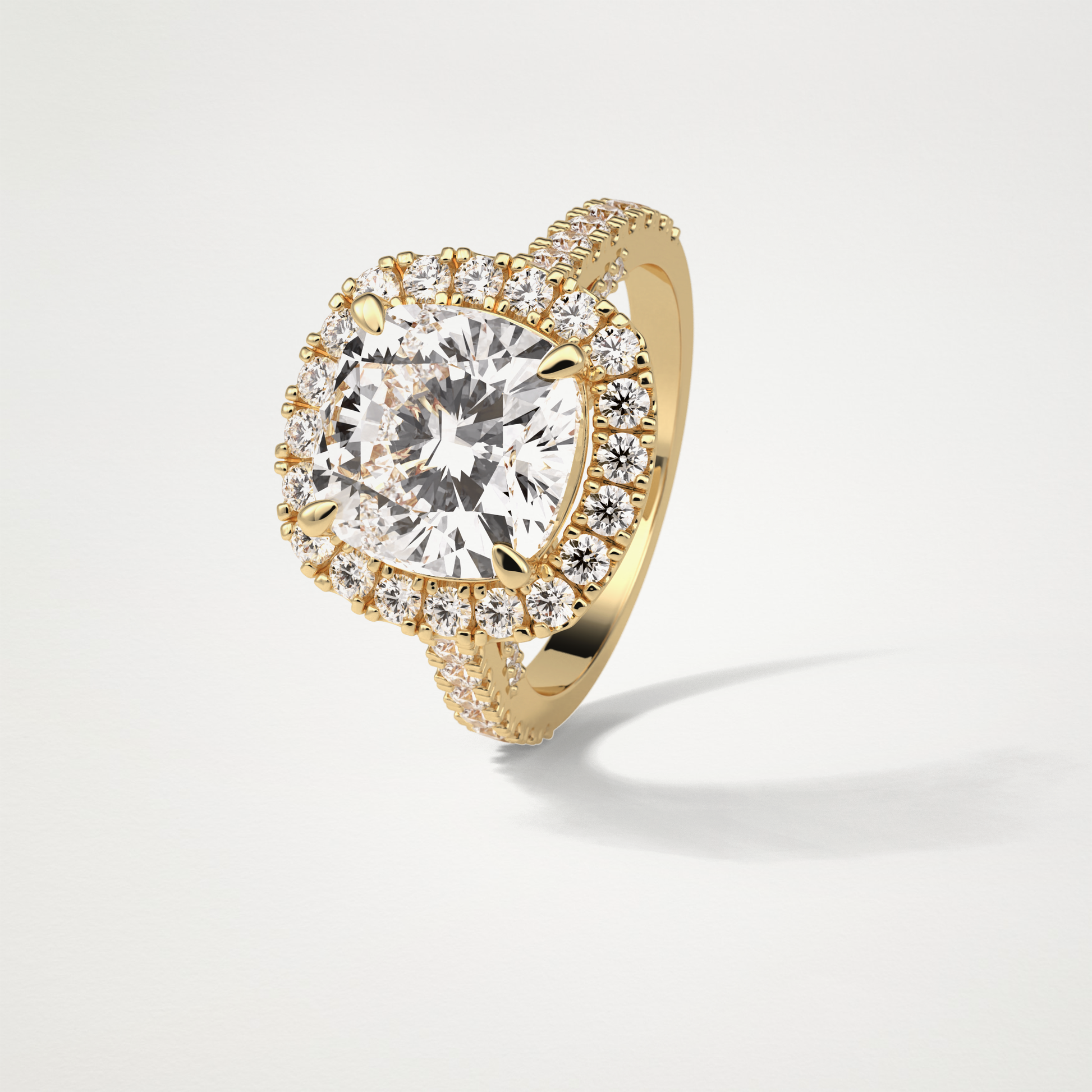 Cushion Pave & Hidden Halo Lab Grown Diamond Engagement Ring