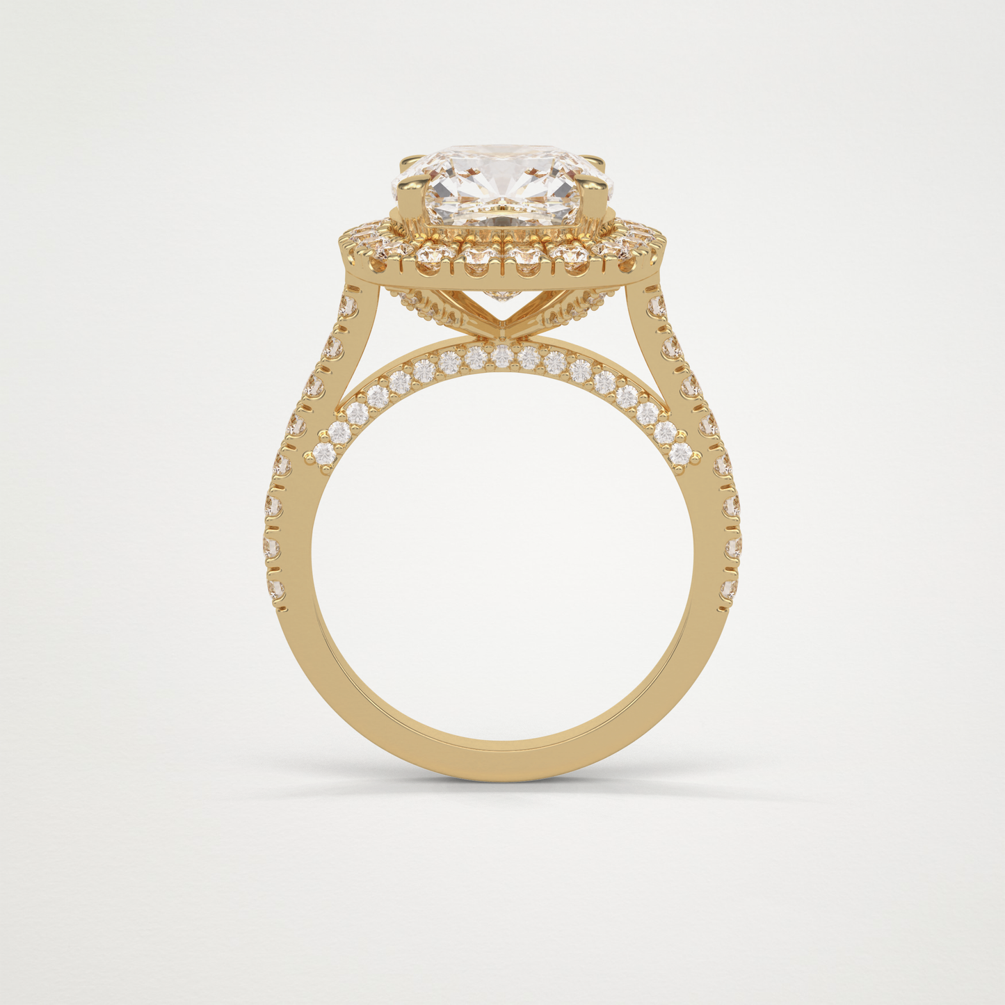 Cushion Pave & Hidden Halo Lab Grown Diamond Engagement Ring