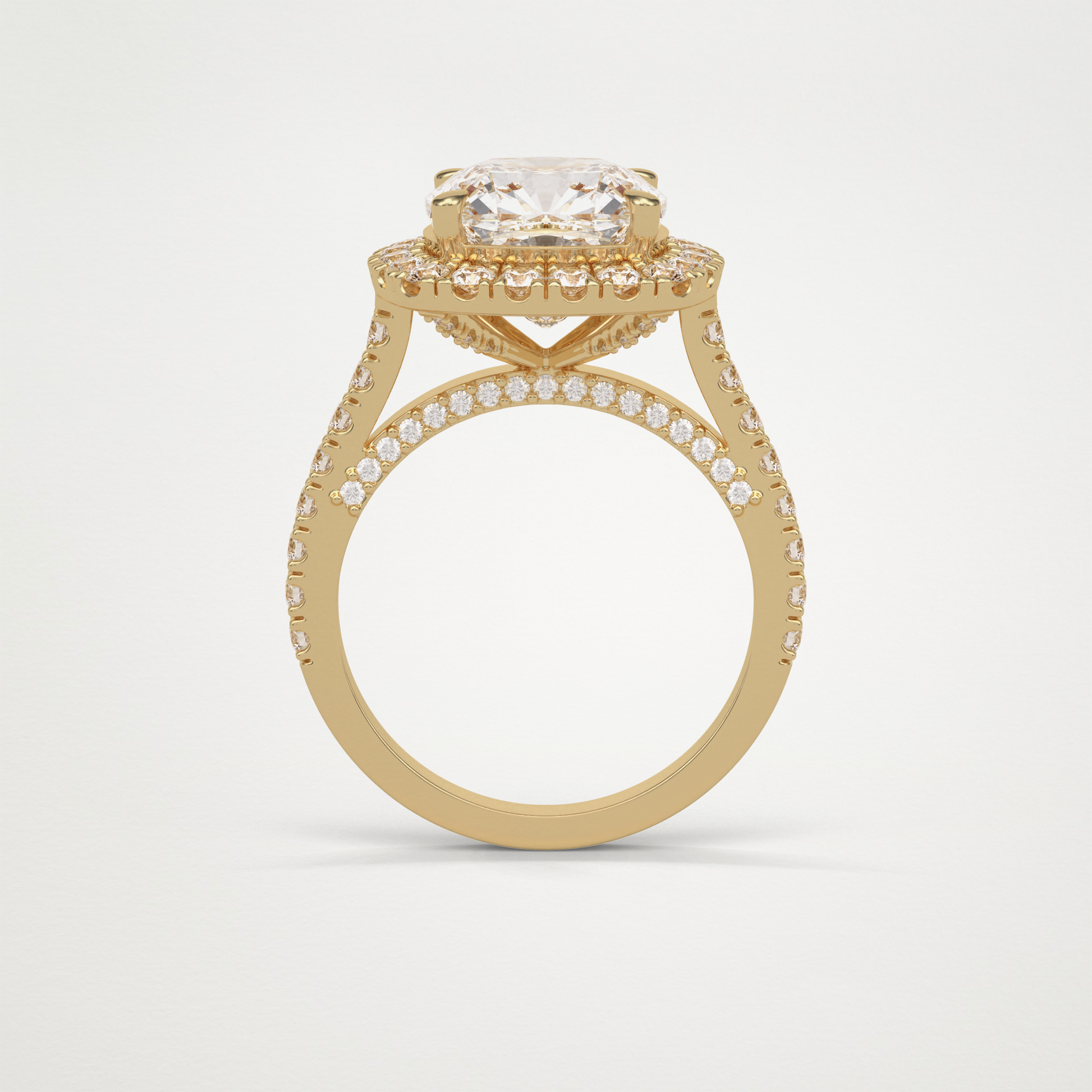 Cushion Pave & Hidden Halo Lab Grown Diamond Engagement Ring
