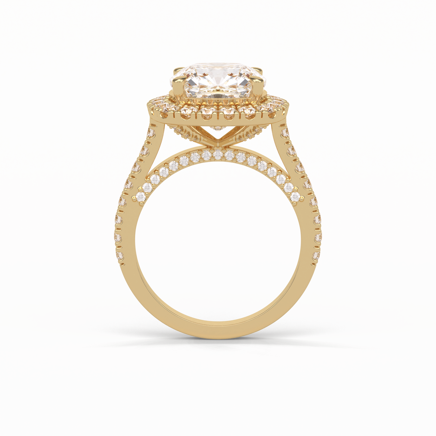 Cushion Pave & Hidden Halo Lab Grown Diamond Engagement Ring
