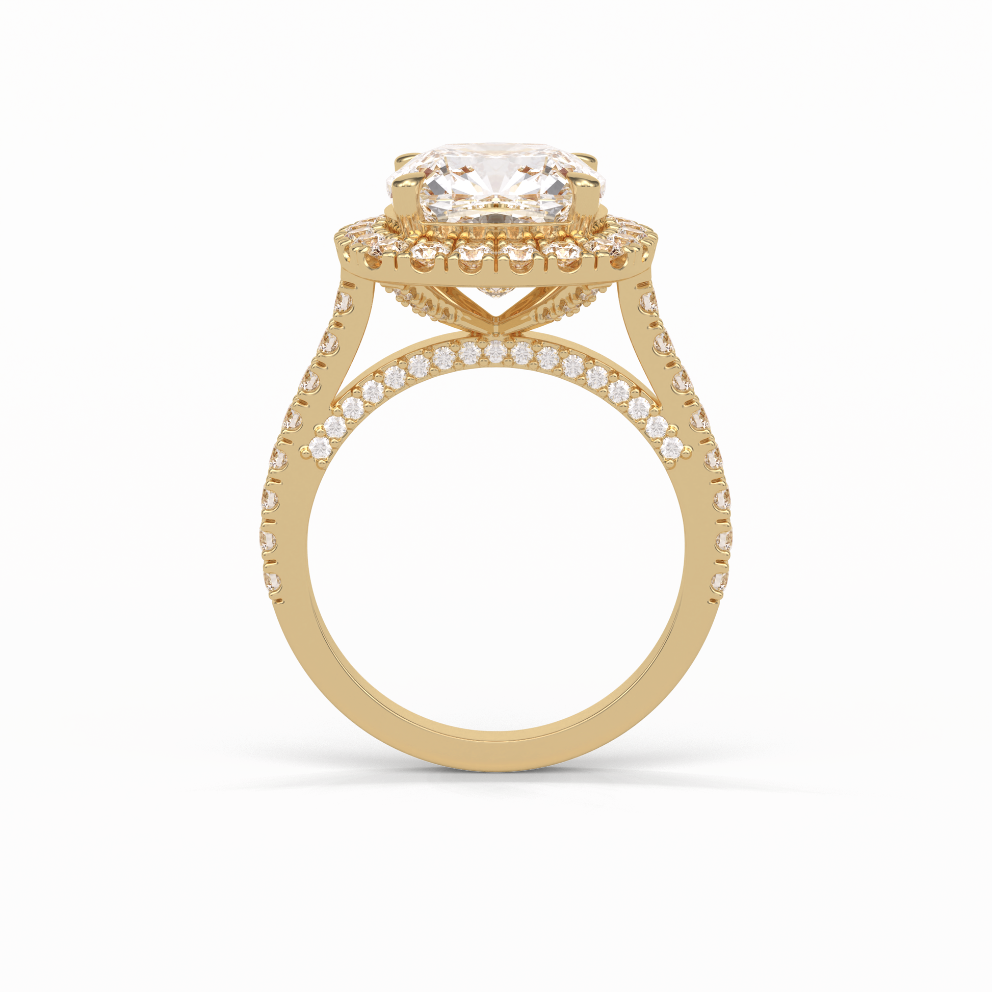 Cushion Pave & Hidden Halo Lab Grown Diamond Engagement Ring