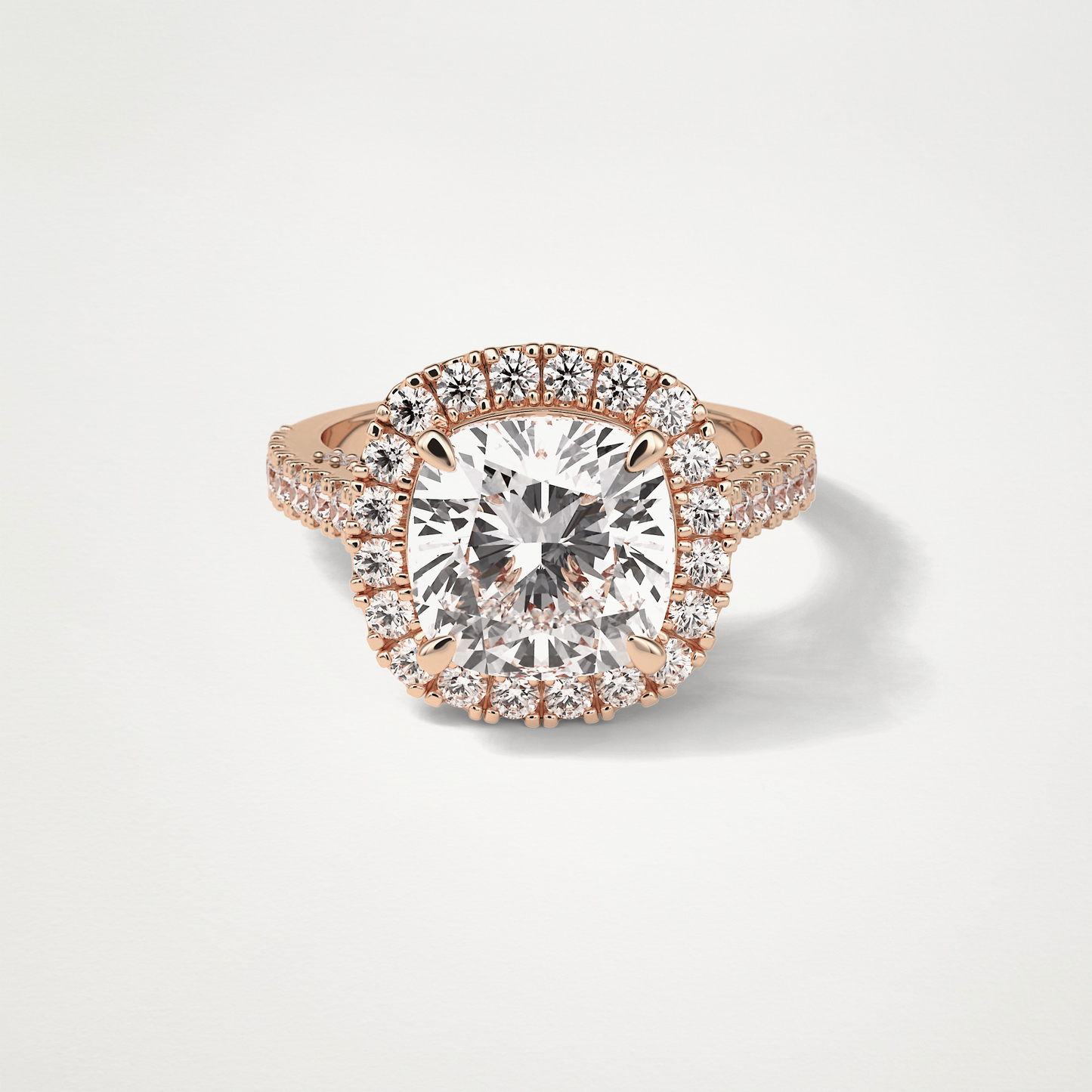 Cushion Pave & Hidden Halo Lab Grown Diamond Engagement Ring