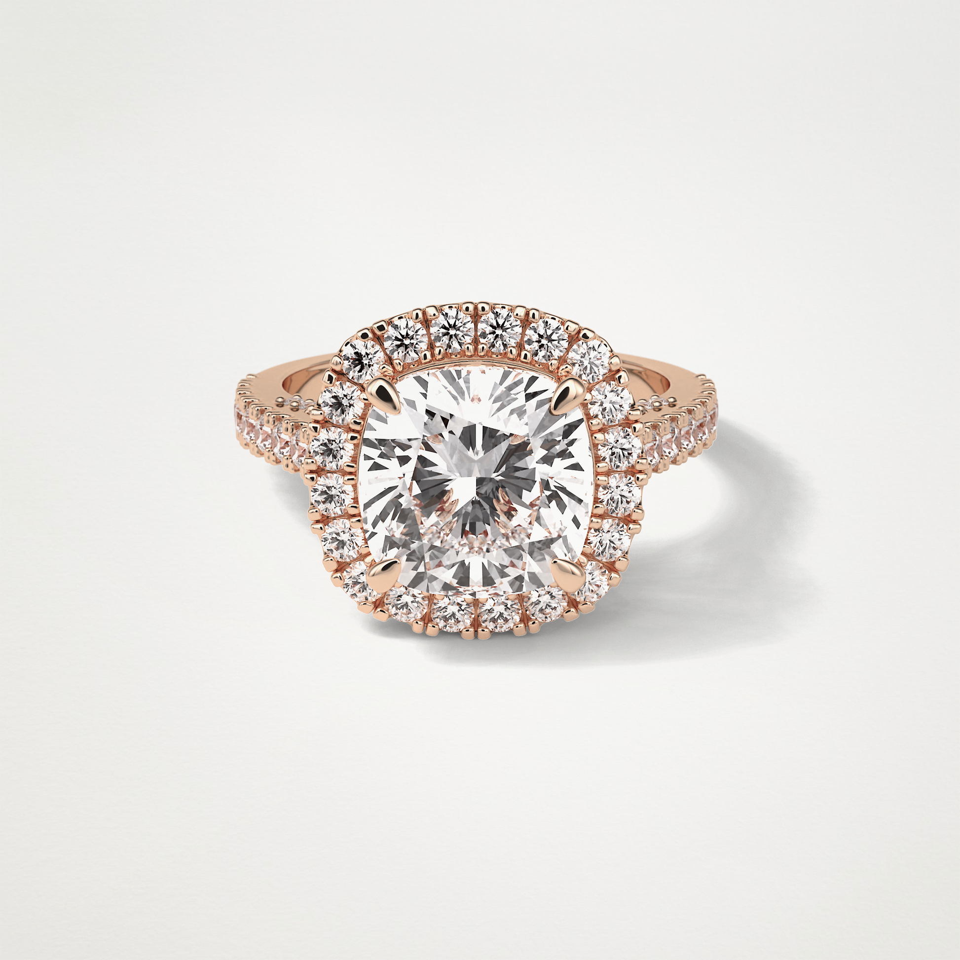 Cushion Pave & Hidden Halo Lab Grown Diamond Engagement Ring