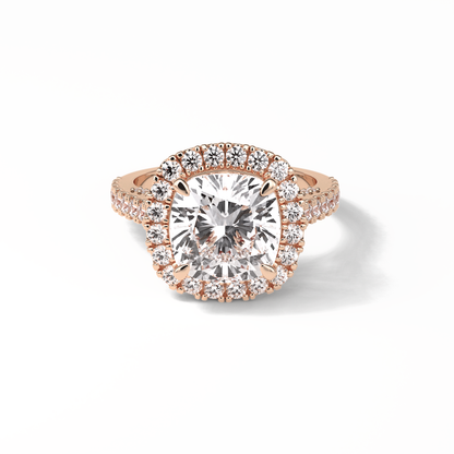 Cushion Pave & Hidden Halo Lab Grown Diamond Engagement Ring