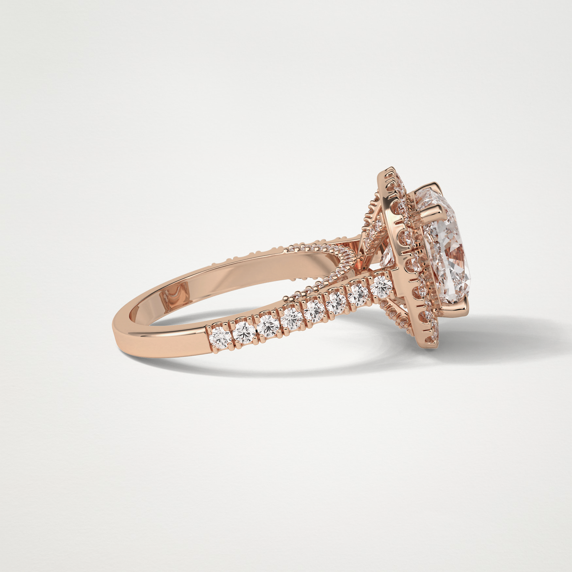 Cushion Pave & Hidden Halo Lab Grown Diamond Engagement Ring