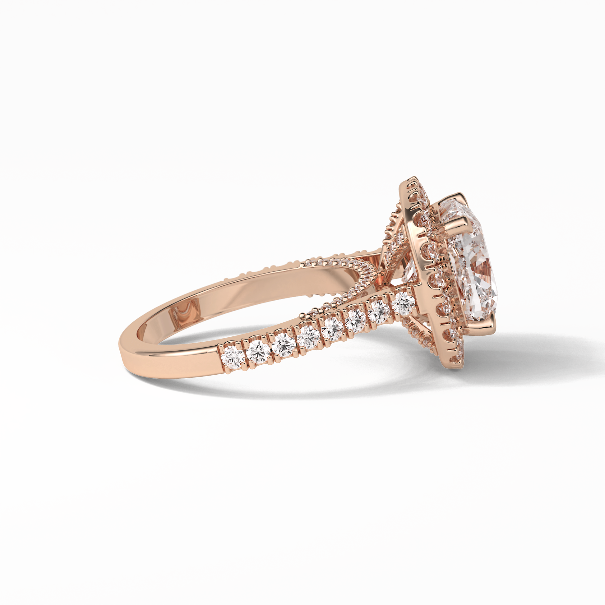 Cushion Pave & Hidden Halo Lab Grown Diamond Engagement Ring