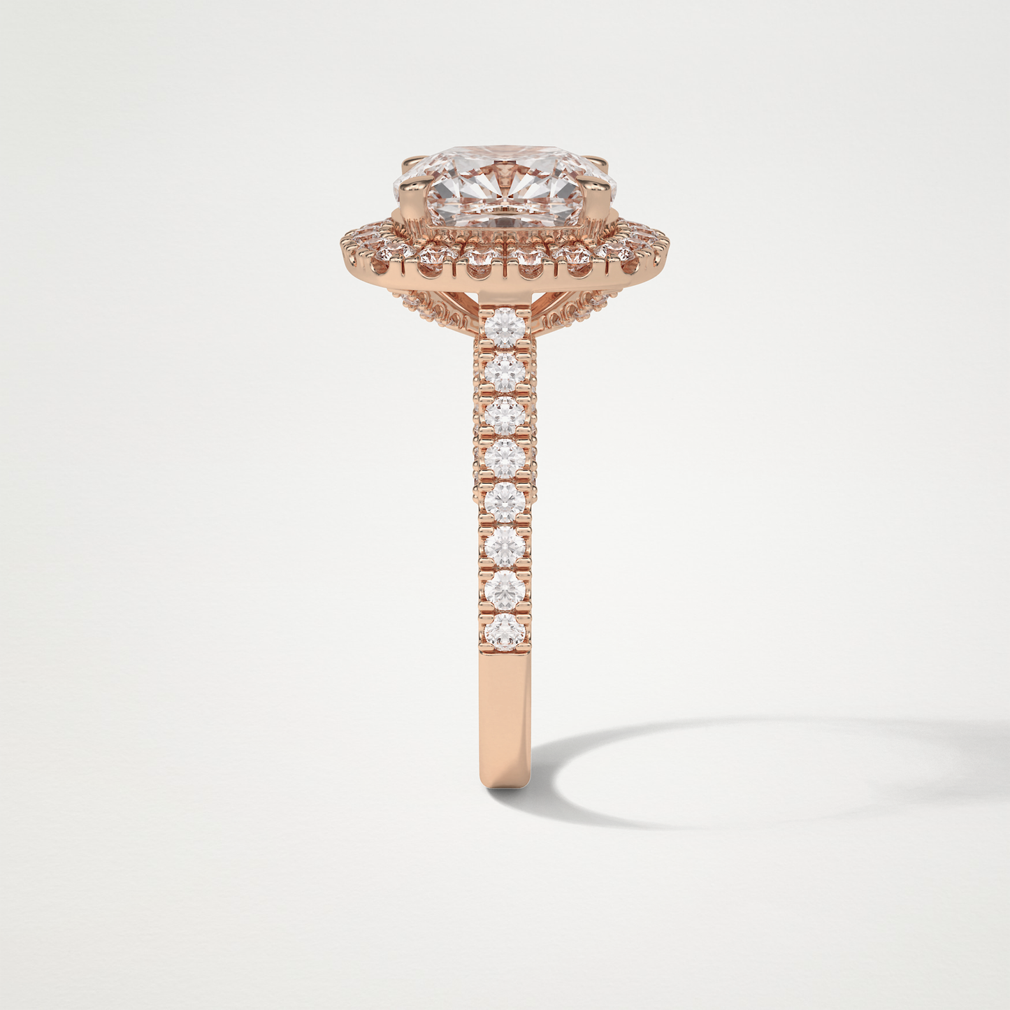 Cushion Pave & Hidden Halo Lab Grown Diamond Engagement Ring