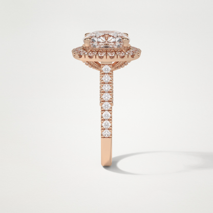 Cushion Pave & Hidden Halo Lab Grown Diamond Engagement Ring