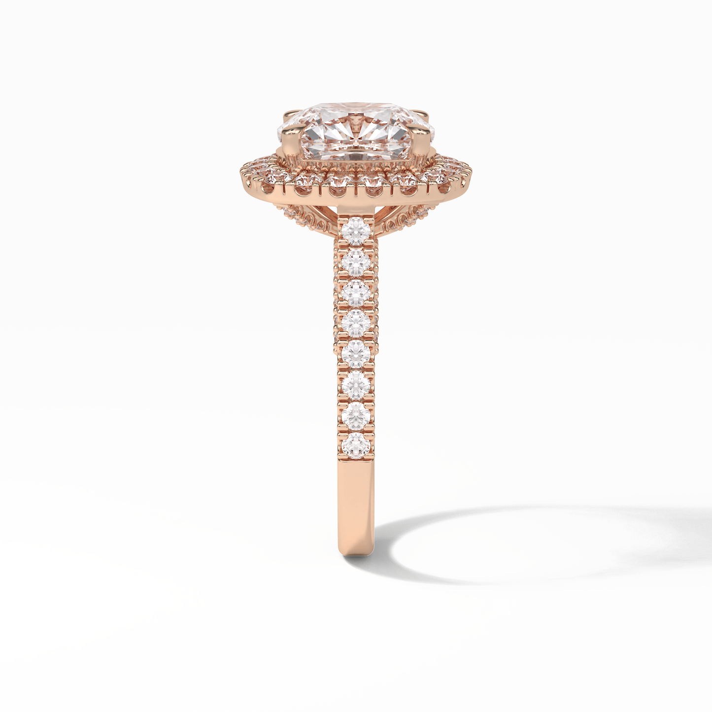 Cushion Pave & Hidden Halo Lab Grown Diamond Engagement Ring