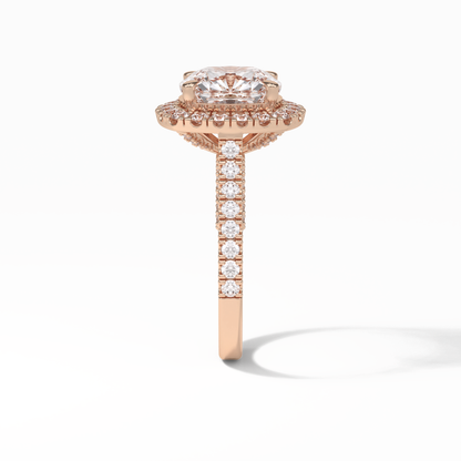Cushion Pave & Hidden Halo Lab Grown Diamond Engagement Ring