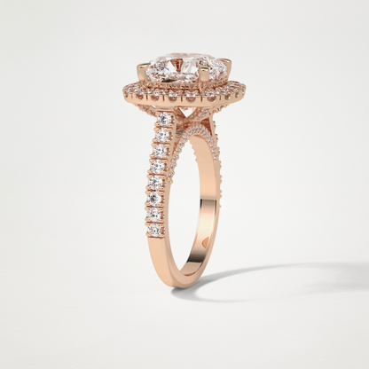 Cushion Pave & Hidden Halo Lab Grown Diamond Engagement Ring