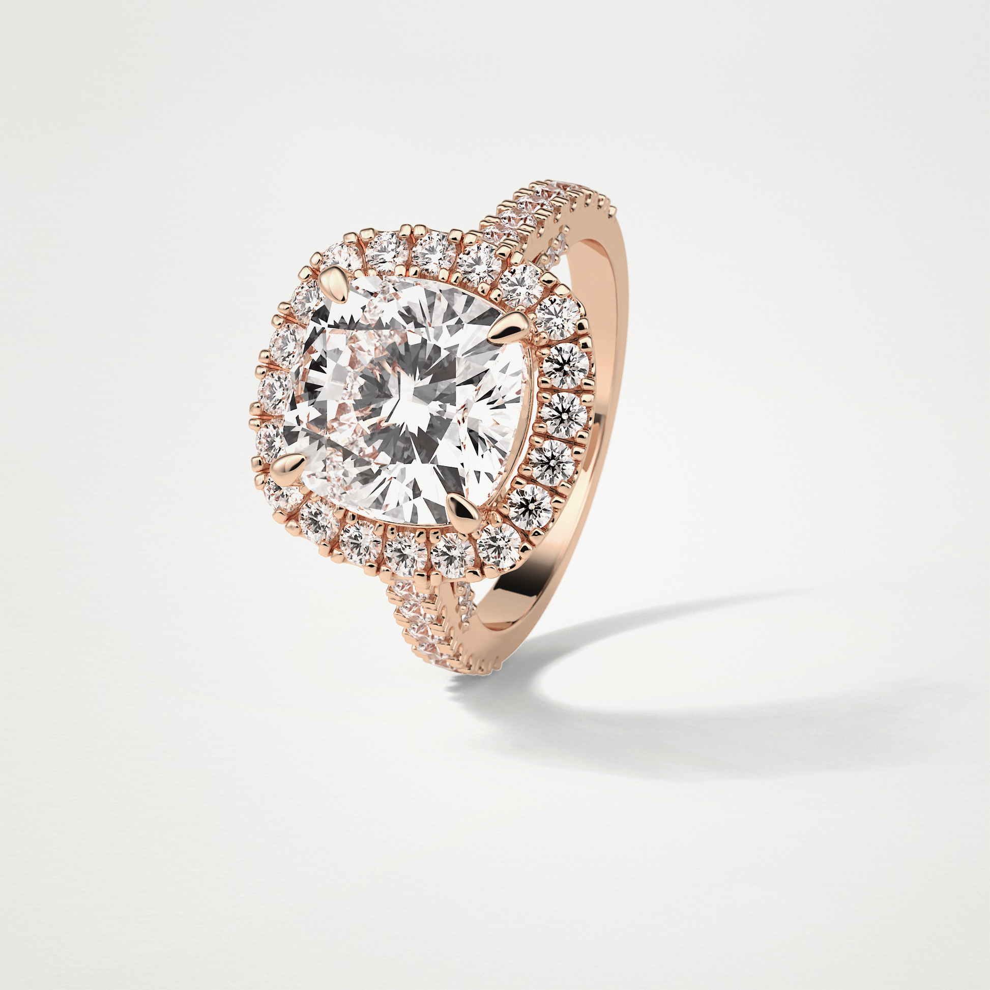 Cushion Pave & Hidden Halo Lab Grown Diamond Engagement Ring