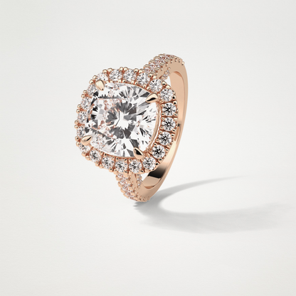 Cushion Pave & Hidden Halo Lab Grown Diamond Engagement Ring