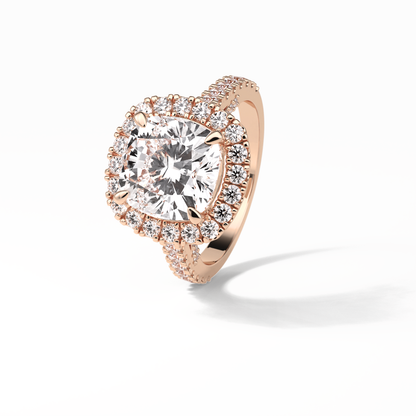 Cushion Pave & Hidden Halo Lab Grown Diamond Engagement Ring