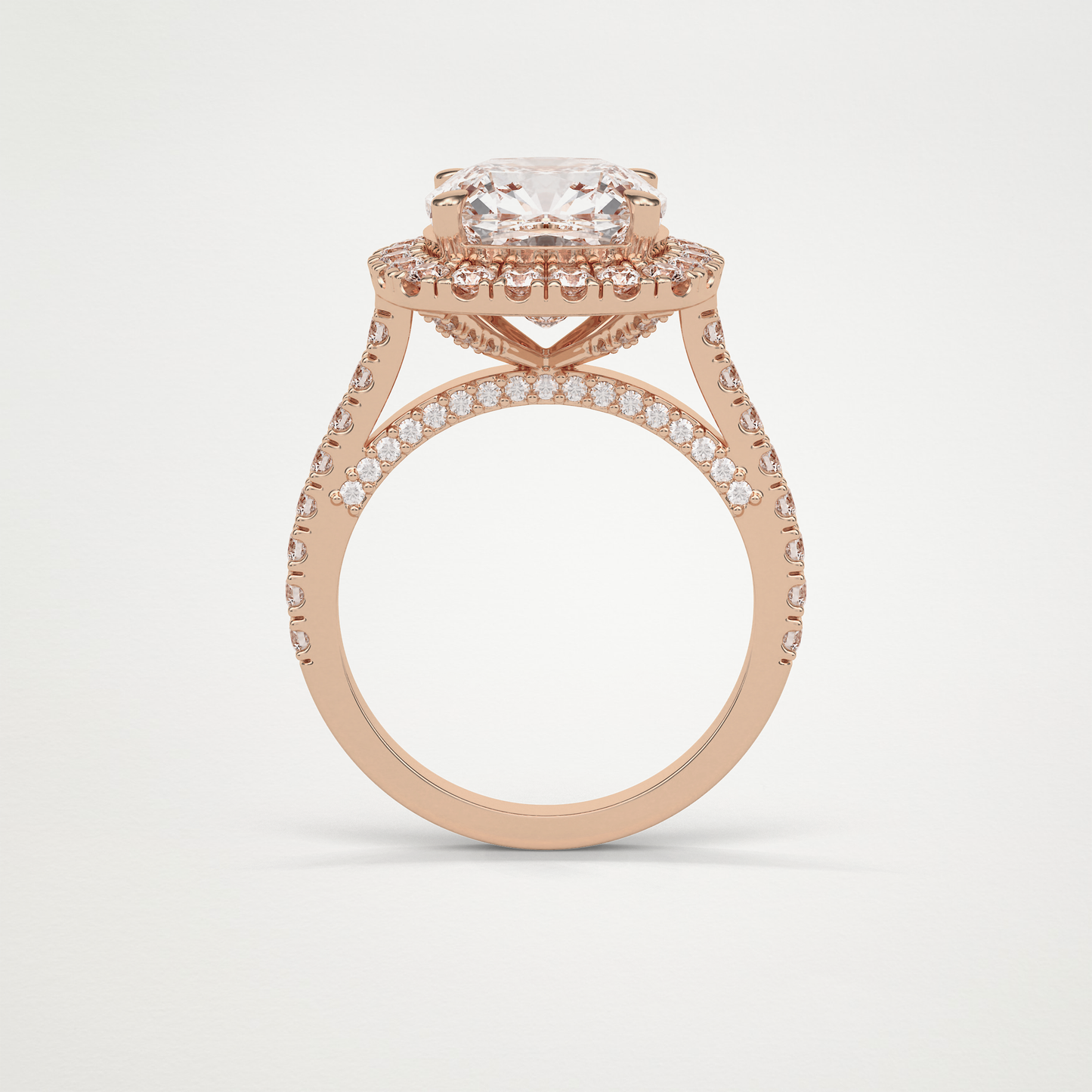 Cushion Pave & Hidden Halo Lab Grown Diamond Engagement Ring