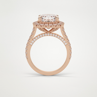 Cushion Pave & Hidden Halo Lab Grown Diamond Engagement Ring