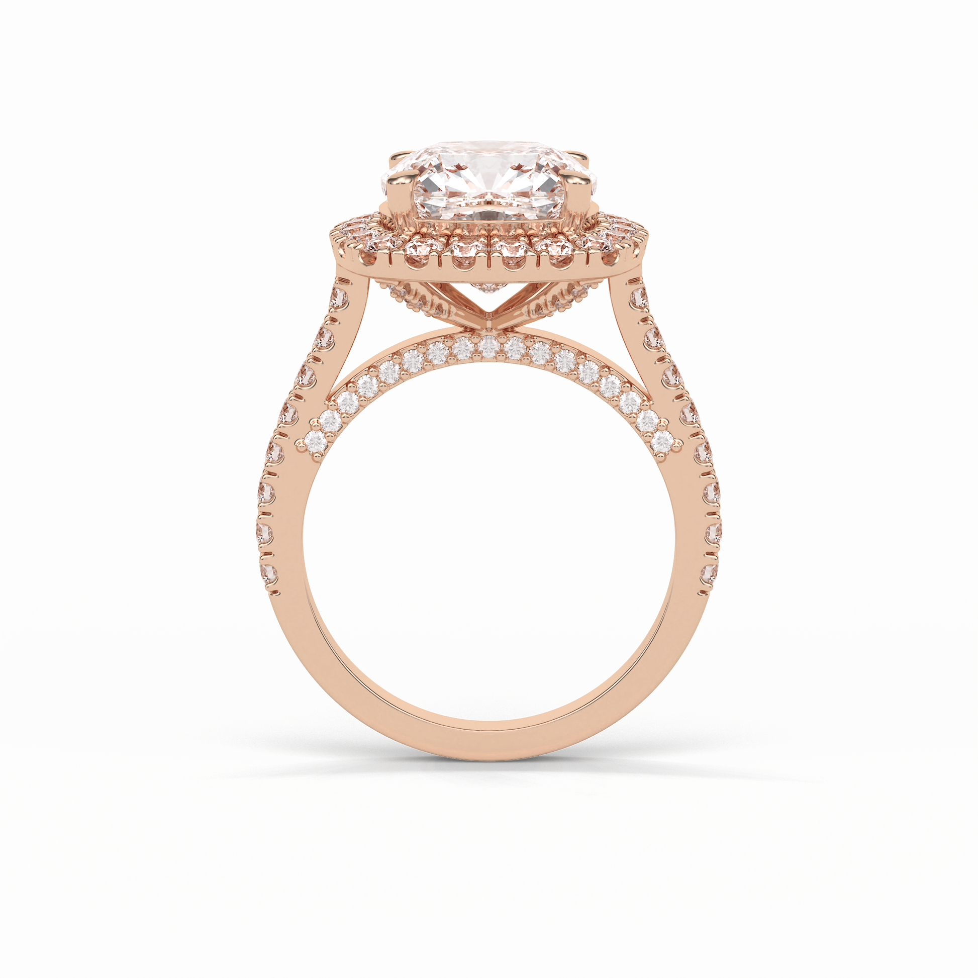 Cushion Pave & Hidden Halo Lab Grown Diamond Engagement Ring